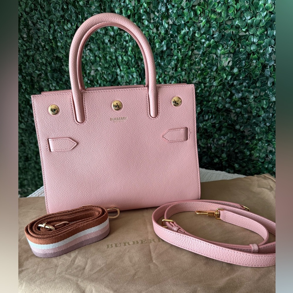 Burberry Pink Leather Two Way Bag Authentic - Picture 1 of 7